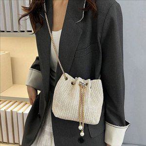 여름 여성 버킷백 진주 라탄 버킷백 미니 데일리버킷 체인 가방
