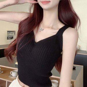 레이어드 끈 나시 골지 기본 러닝 헬스 민소매