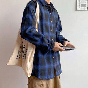 체크 3컬러셔츠 3컬러 셔츠 루즈핏 남여공용남