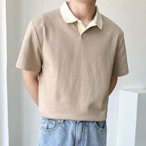 브이넥 라프론 무지티 오버핏 라운드 반팔티 피