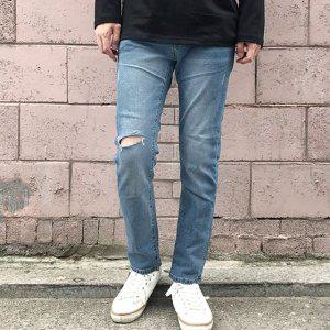 일자진 데미지 스판진 남자청바지 연청바지 일자