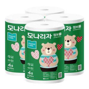 모나리자 녹스 점보롤 화장지 2겹 220m 4롤 4팩
