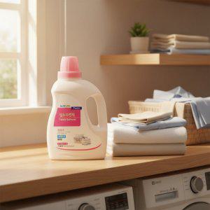 1+1 2P 천연유래성분 섬유유연제 1950ml 고농축 플로럴향 섬유린스 실내건조 섬유세제 드럼겸용