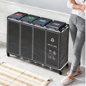 재활용 쓰레기통 휴지통 분리수거함 4단 커버 세트