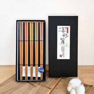 프리미엄 일본 블랙 젓가락 세트 5P(파스텔)