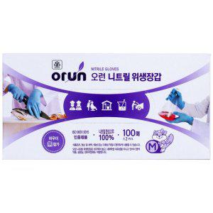 오런 니트릴 위생장갑-중형 100매