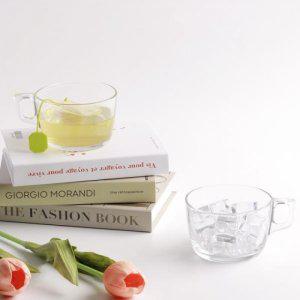 카페 커피 시리얼 스프 아이스 내열 강화 유리 점보 머그 머그잔 500ml 2P