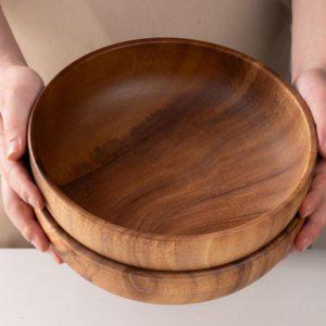 고급 아카시아 상사목 요거트 그릇 샐러드 볼 20cm