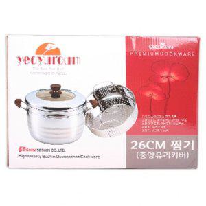 퀸센스 중앙유리커버 스텐찜기(26cm)