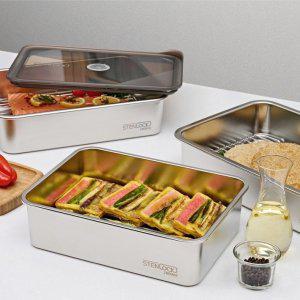 스텐 밀폐용기 밧드 바트 야채 고기 생선 식재료 튀김 양념 베이커리 보관통 2.8L
