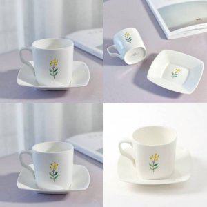 수채화 도자기 커피잔 세트 180ml 호텔 찻잔