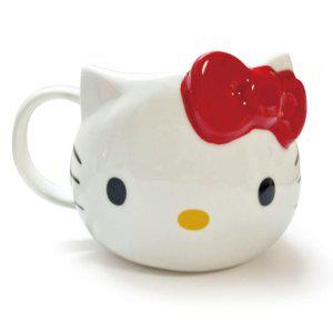 헬로키티 머그컵 도기 입체 예쁜머그컵 390ml