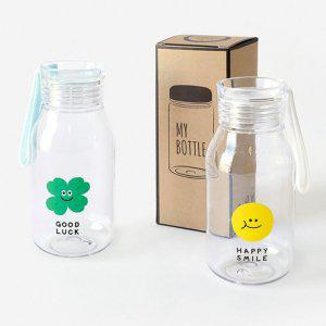 미소 휴대용 스트랩 투명 보틀 300ml 1P 물통 물병