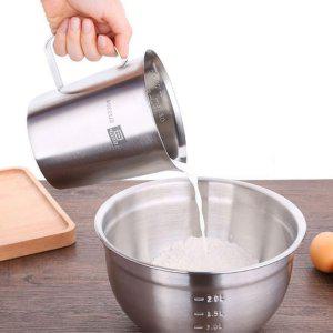 스텐 북유럽 1000ml 손잡이비커 이유식 계량컵 카페커피숍조리기구 캔들