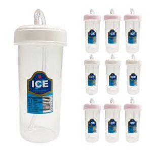 덕신 빨대컵(300ml)x(10개)병원물컵 빨대물병 환자용 PP빨대