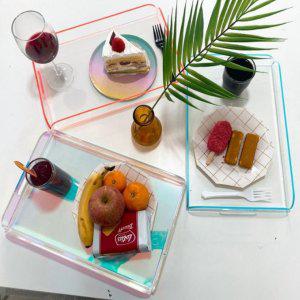 홀로그램 투명 오로라 서빙트래이 아크릴 트레이 쟁반