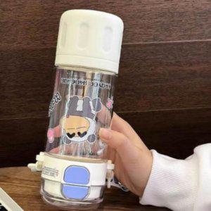원터치 어깨끈 짱구물통 화이트 580ml 1P 물병 텀블러 소풍