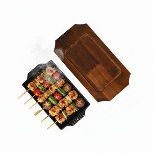 인덕션 무쇠 손잡이 장어구이팬 목판 세트 중 업소용 생선구이 스테이크 콘치즈 법랑팬