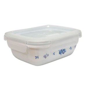 과일무늬 직사각 도자기 밀폐용기 450ml 뚜껑 반찬통 냉장고 보관 찬기