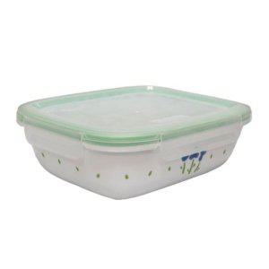 파랑꽃 도자기 밀폐용기 475ml 뚜껑 찬통 반찬 냉장고 보관 다용도 그릇