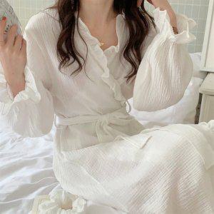 홈밴밴 면 샤워가운 여성 골프 호텔식 로브 랩 가운 화이트 주문제작가능