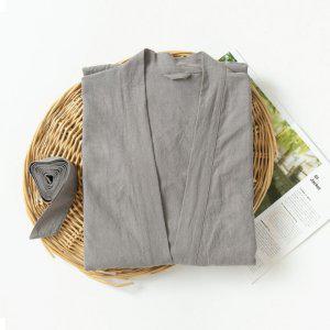 홈밴밴 여성 남성 샤워가운 골프 호텔 로브 면 린넨 랩 가운 그레이 주문제작가능