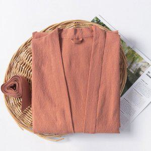홈밴밴 여성 남성 샤워가운 골프 호텔 로브 면 린넨 랩 가운 테라코타 주문제작가능