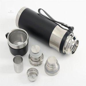 차우리는 물병 보온 보냉 뚜껑컵 물통 750ml 블랙 보온물병 뚜껑컵텀블러 보온병