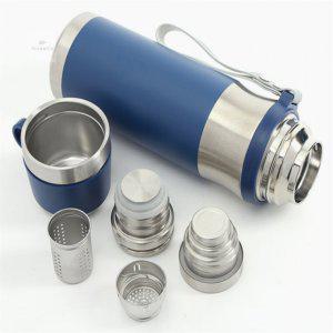 차우리는 물병 보온 보냉 뚜껑컵 물통 750ml 블루 등산용보온병 스텐보온병 보온보냉물통