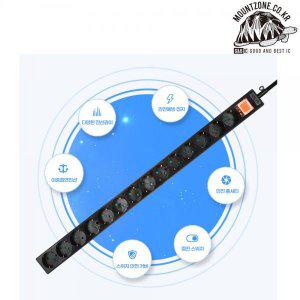 마운트존 생명을 살리는 가게 14구양극차단메인스위치멀티탭 블랙-250V 16A 2800W이하사용-2.5m