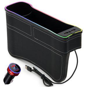 차량용 멀티 사이드포켓 컵홀더 틈새 수납함 무드등 QC3.0 USB 충전기 C80 보조석+시거잭