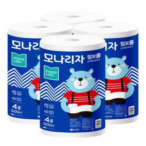 모나리자 녹스 점보롤 화장지 1겹 500m 4롤 4팩