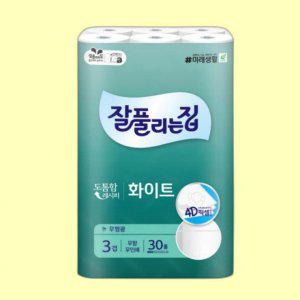 3겹 30롤 화장지 휴지 무형광 가정용 도톰 무향