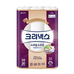 크리넥스 3겹 수프림소프트 27m 30롤 화장지