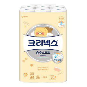 크리넥스 3겹 순수소프트 카카오프렌즈 30m 30롤 천연펄프 무색무향 화장지