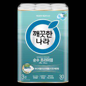 깨끗한나라 순수 프리미엄 더클래스 30m 30롤 1팩