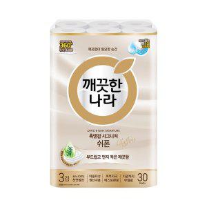 깨끗한나라 촉앤감 시그니처 쉬폰 27m 30롤 1팩