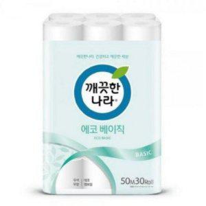 깨끗한나라 깨끗한나라 화장지 에코베이직 2겹 50m 30롤 x 1팩 크리넥스