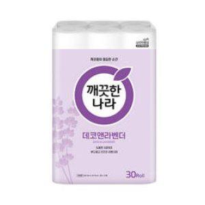 깨끗한나라 3겹 데코 앤 라벤더 30m 30롤 1개