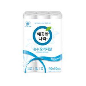깨끗한나라 천연펄프 2겹 순수 오리지널 40m 30롤 1개