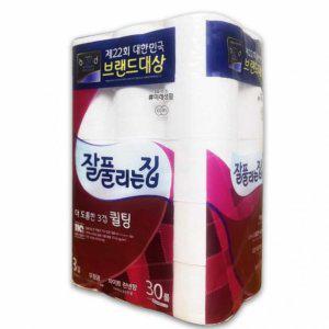 퀼팅 3겹 30롤 30M 화장지 화장실롤휴지 휴지 업소용휴지