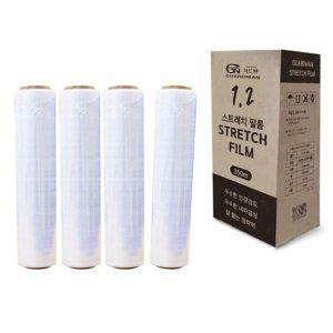 GUARDMAN 스트레치필름 4롤 두께 12mic 폭 500mm 길이 350m 팔레트 포장용 스트레치 방지