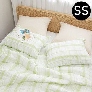 해피니 샤브레 여름 간절기 이불 패드세트 슈퍼싱글 SS 올리브 그린 베개솜 별매