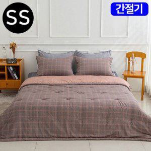해피니 베이직체크 마이크로모달 간절기 이불 베개커버세트 슈퍼싱글 SS 브라운