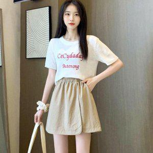 여성 5부반바지 랩치마 스커트팬츠 와이드밴딩 베이지
