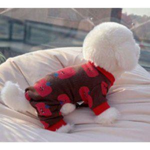 토마토 강아지 데일리 기모 올인원 브라운 1P 겨울 점프수트