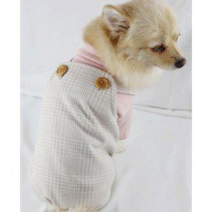 체크 강아지 소프트 단추 나시 올인원 아이보리 1P 점프수트