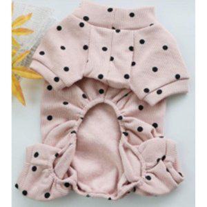 도트 강아지 소프트 기모 올인원 핑크 2XL 1P 점프수트 겨울