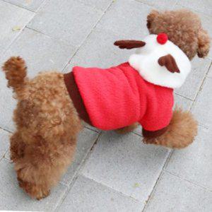 강아지 크리스마스 기본형 루돌프 후드티 레드 1P 코스튬