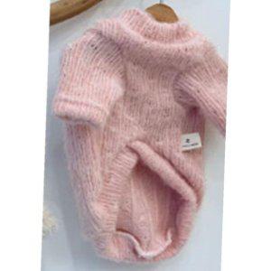 강아지 테디베어 표준형 니트 반팔티 핑크 2XL 1P 티셔츠